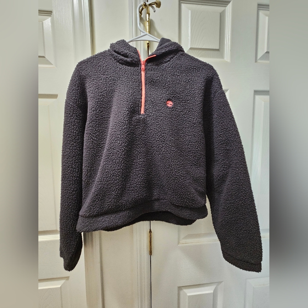 Timberland Black Fleece Hoodie with Pink Accents